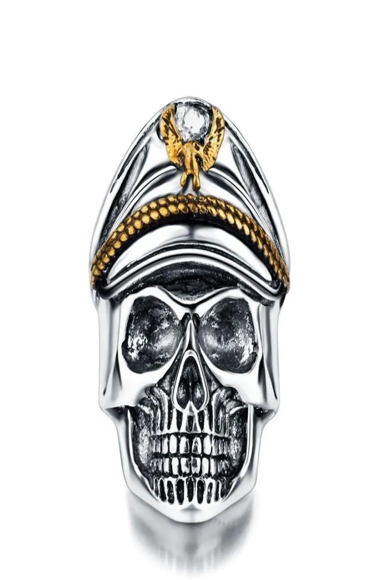 Soldado da Segunda Guerra Mundial Soldado Anniversary Mens Anéis Punk Rock Vintage Skull Ring Biker Men Jewelry1610607