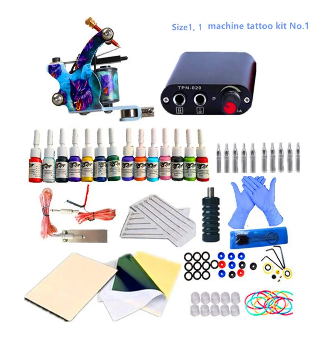 Professionele tatto -kits Topartiest Complete Set Tattoo Machinegeweer Voering en schaduwinkten Pigment Power naalden Tattooing Supply1480587