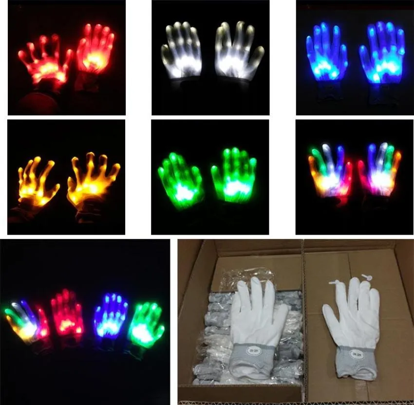 Gants LED décorations de fête des gants clignotants colorés fournit des gants brillants arc-en-ciel