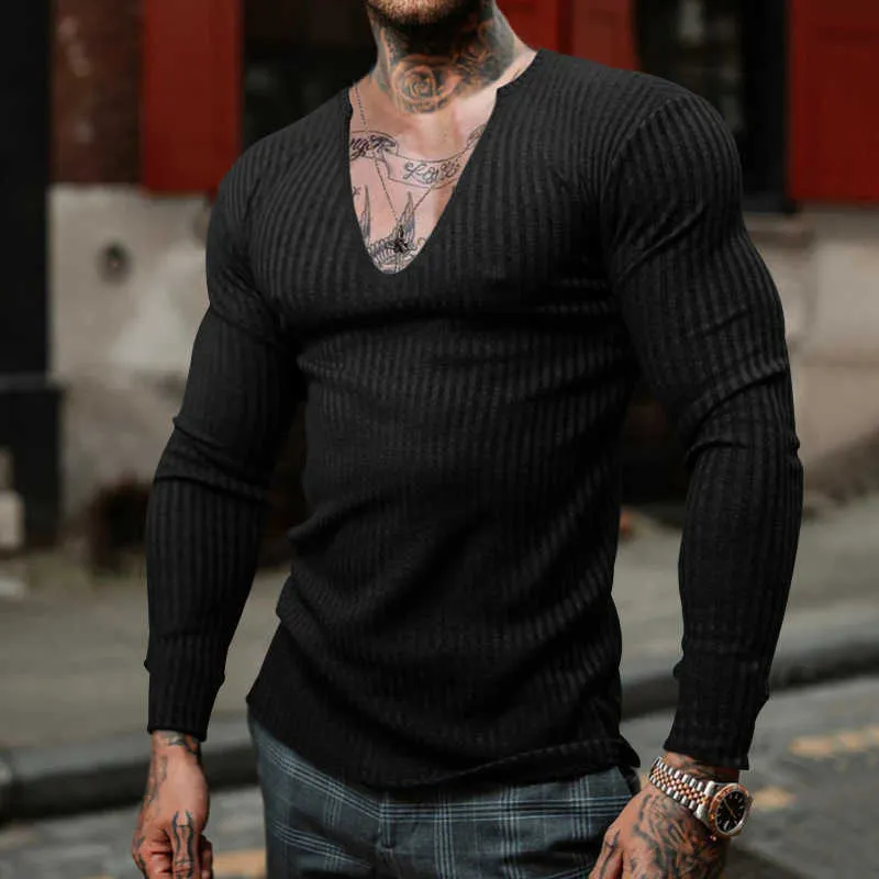 long sleeve deep v neck shirt