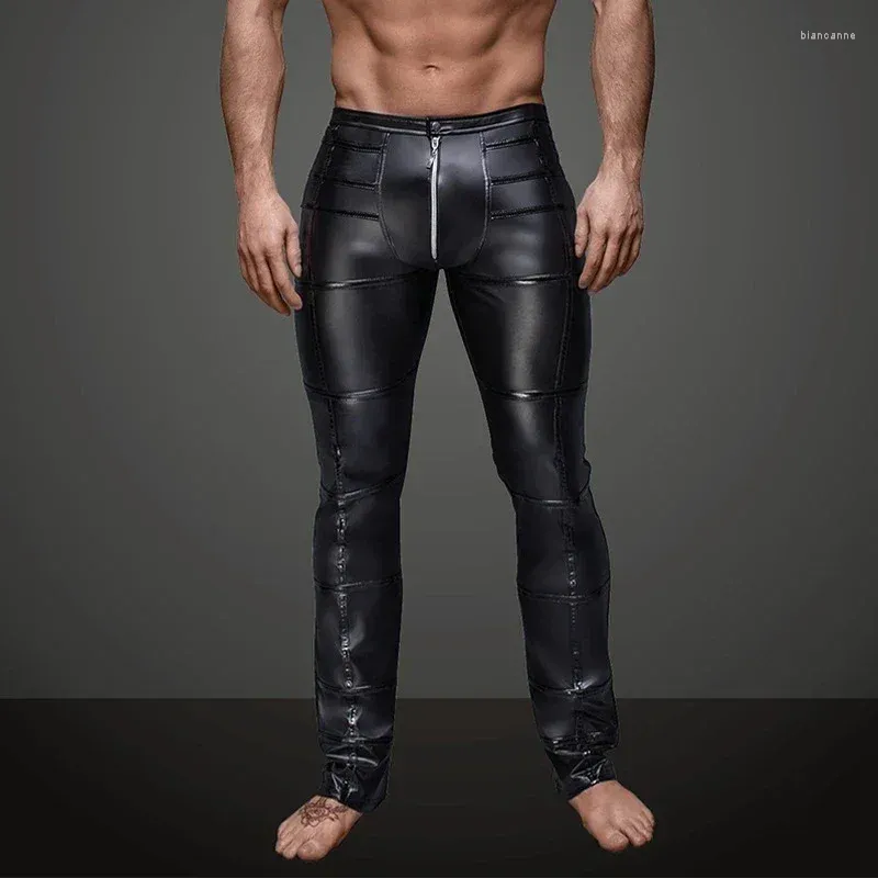 PALANTE FEMMES MEN SEXY SEXHE WETHOOK FAUIE LINGE EXOTIQUE PU PU LATX CATSuit Zipper Gotch PVC Clubwear Gay Fetish Leggings Zentai