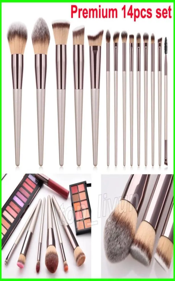 Nuevo juego de cepillos de 14 piezas de cepillo Kabuki Cepillos de maquillaje de ojos Polvo de la mezcla de contornos Foundation cowerbow Eyelash Beauty Cosmetics Brus5520725