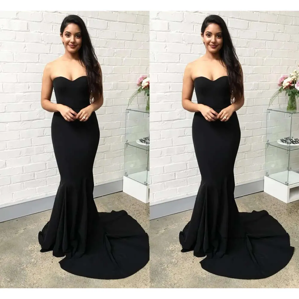 Sexy New Arrival Black Mermaid Long Sweetheart Backless Formal Dresses Evening Prom Party Gowns Vestidos Fies Robes De Bal 0430