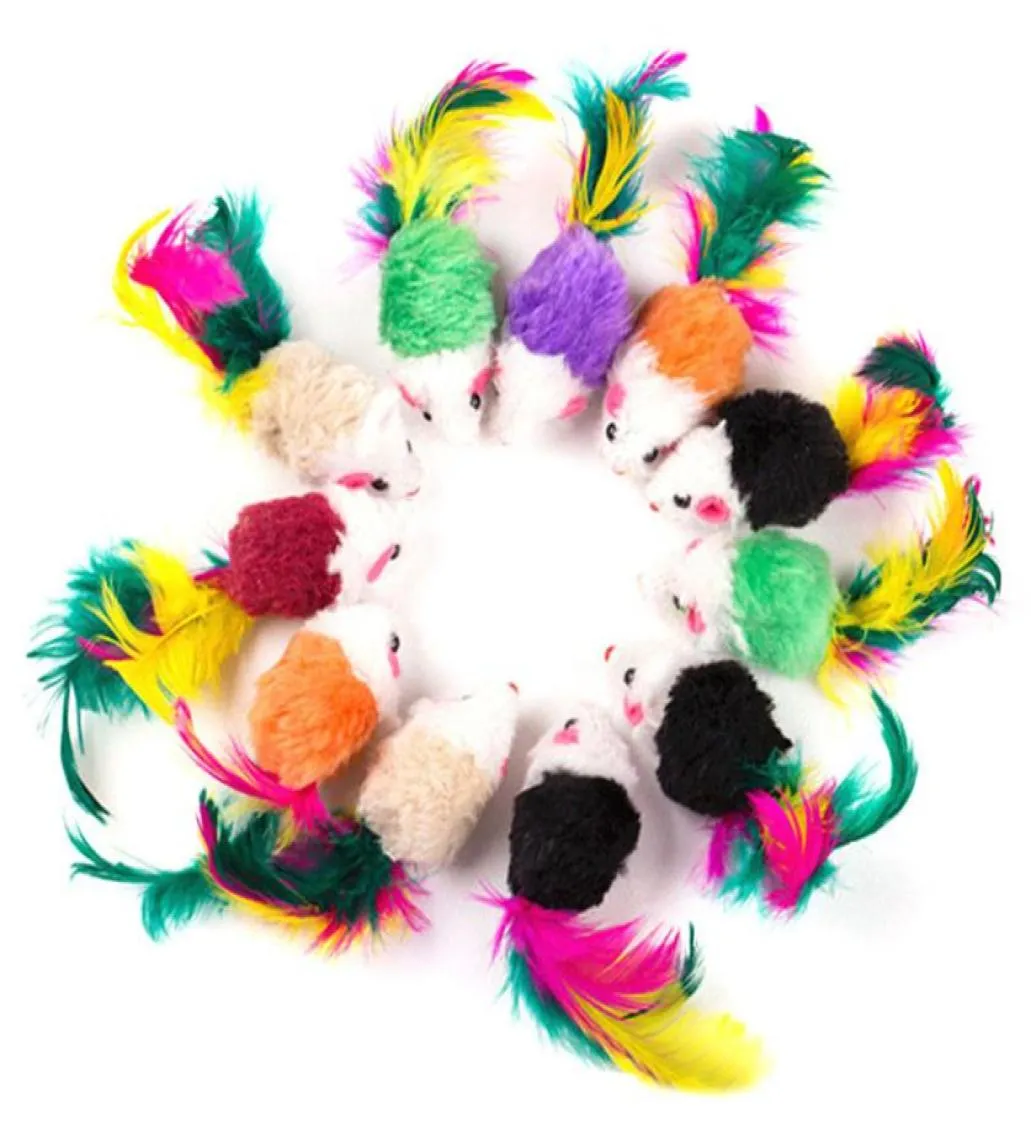 Cat Toys Plush Cats Teaser Simulation Colorful Feather Tail False Mouse Bite Resistant Kitten Catch Scratch Durable Funny Artifact9894249