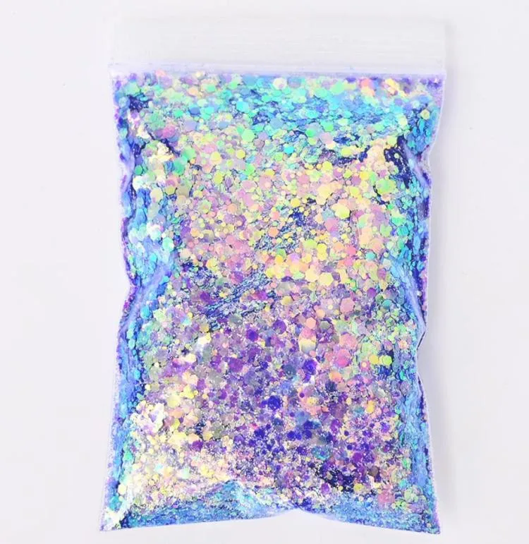 Glitter de unha 50gbag holográfico misto de forma hexagona lantejous grossos de flocos brilhantes manicure bodyeeeface tcf23359757989