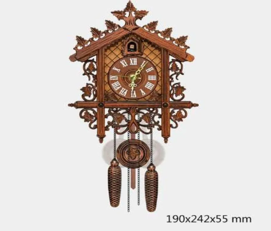 1PC Retro Vintage Mur Horloge suspendue Handcraft Coucoo en bois Horloge de maison Horloges murales pour le salon Décoration de la maison8362937