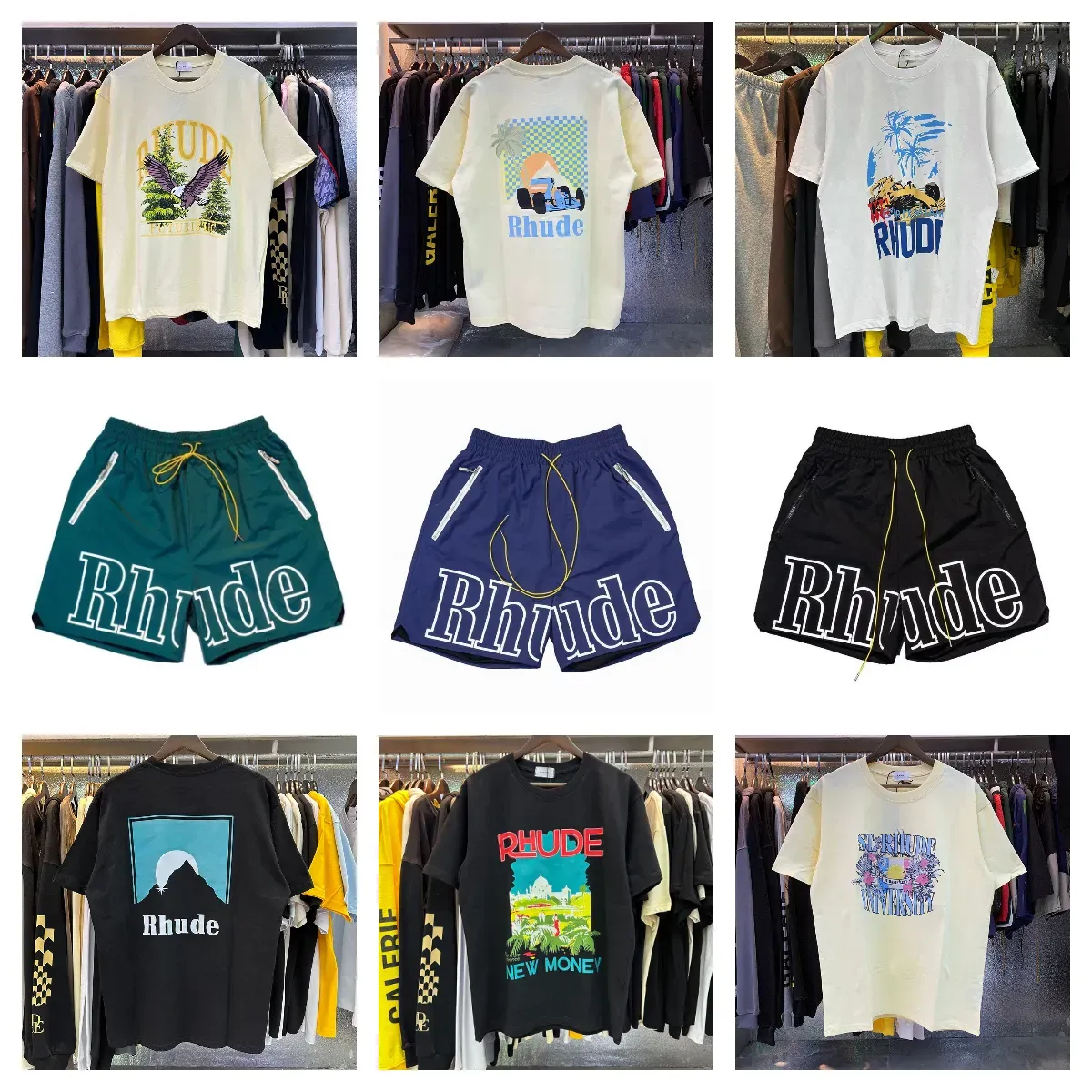 Designer t camisetas rhude camisa designer tshirt rhude short matemática urso tshirt letra longa shorts soltos shorts góticos camise