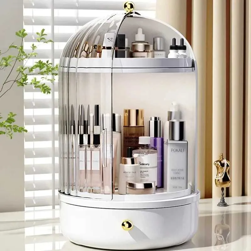 Organizator kosmetyczny 360 obrotowy makijaż Luksusowy pudełko do przechowywania duża pojemność próżność blatowa Q240429