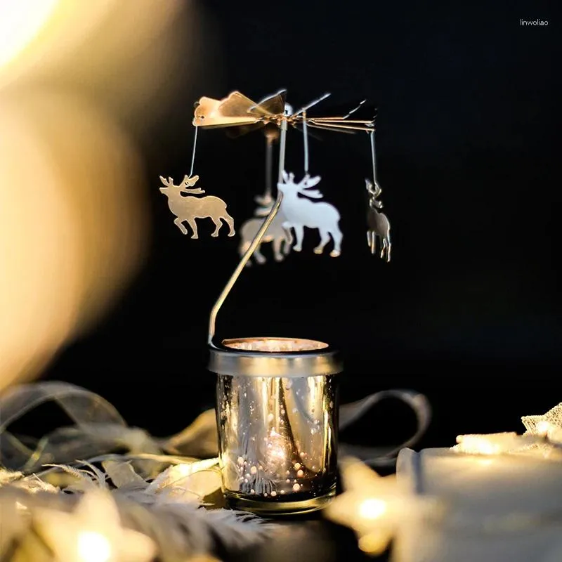 Świeczści metalowe nowoczesne ozdoby stół obrotowy świecznik Mała romantyczna kolacja nordycka żyrandelier bougeoir dekoracje ed50zt