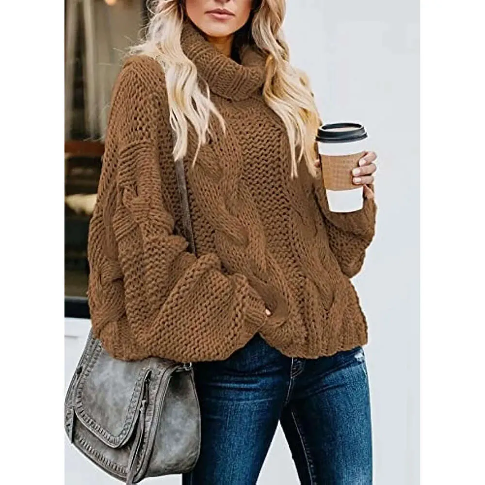 Cable Knit Turtleneck Sweater Womens Soft Comfy Bridesmaid Dress