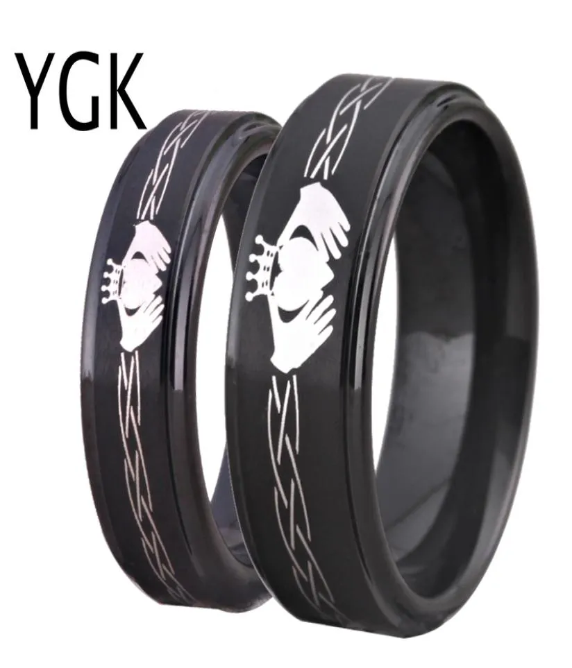 Tungsten Carbide Men039S Black Ring Classic Claddagh Design Women039S Wedding Band Love Ring Friendship Gift Engagement Part1782843