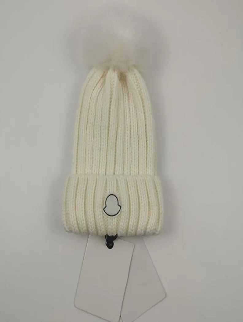 Designer Knitted Fur Pom Hat With Cashmere Skull Cap Letters Unisex