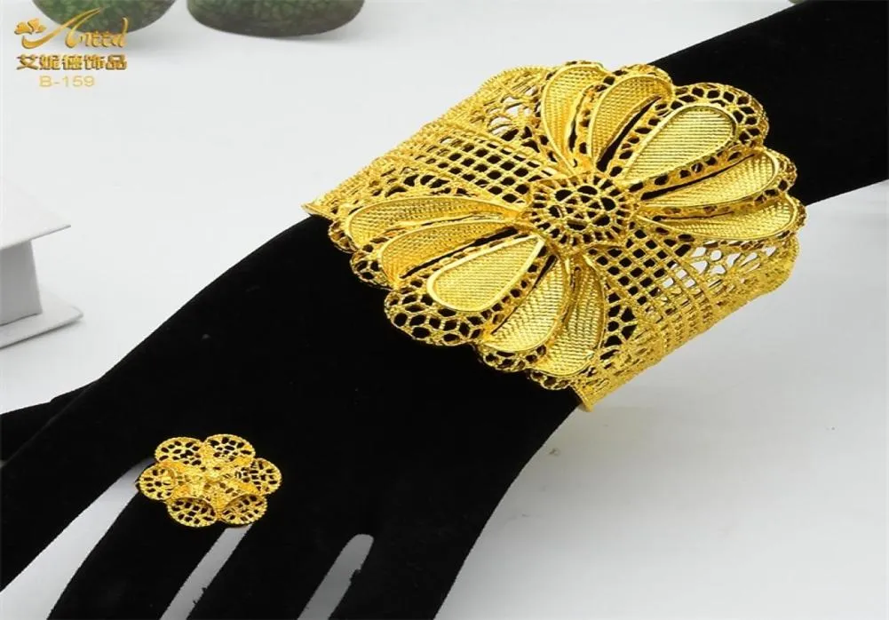 Aniid France Luxury 24 km couleur or bracele pour femmes Bridal Dubai Gold plaqué bracelet nigérian mariage bijoux africain 2208439204