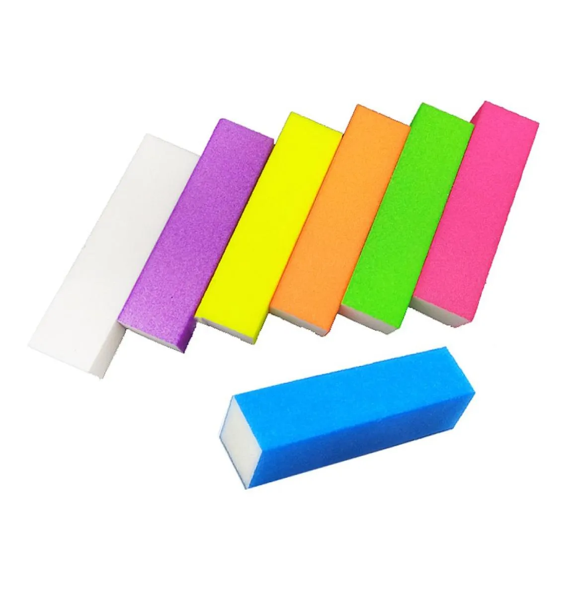 10pcs 7 Farben Schwamm Nagelfeilepuffer Block für UV -Gel -Polnische Maniküre Pediküre 4 Seitenschleifen Nagelkunstwerkzeuge Weiße Dateien 6198825