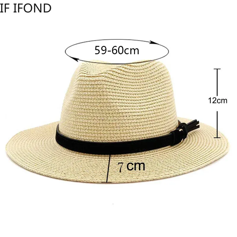 60 cm maat Ontwerp Mens Straw Hat Dames Britse stijl Panama Church Jazz Hat Summer Beach Vacation Hat 240428