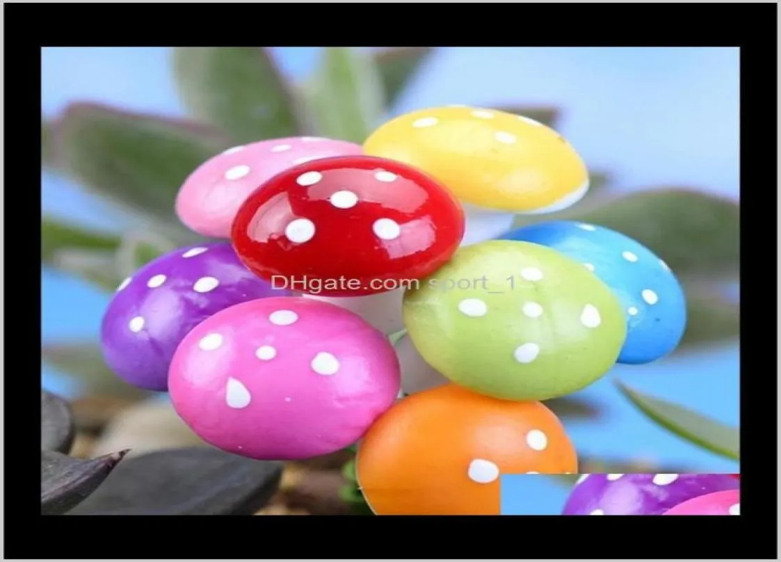 Uteplats Lawn Home Drop Delivery 2021 7 Färger 2CM 3CM Fairy Foam Mushroom Colorful Miniature Decorations Artificial Plants Garden 9930909