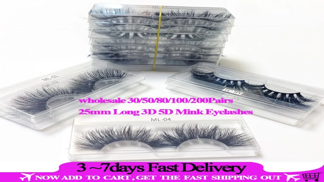 Yiowio Whole Maquiagem 25 mm lang 3d 5d Nerz Wimpern Make -up Flauschige Cilia fauc cils lassenmaschige Wimpern 305080100200pairs DHL7661822