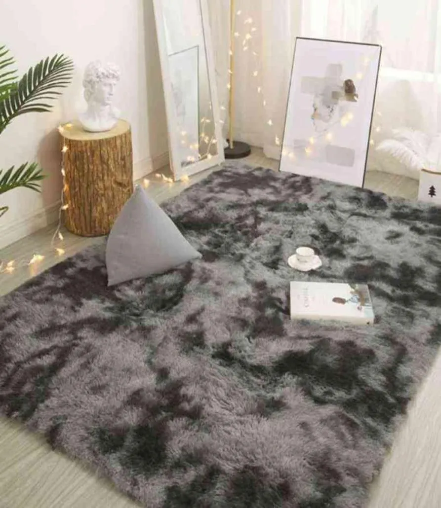Lounge nórdico não -ladão misto misto de tapete tingido sala de estar central carpete preto cinza rosa azul grande tamanho de cabelo tapetes 2201053778272