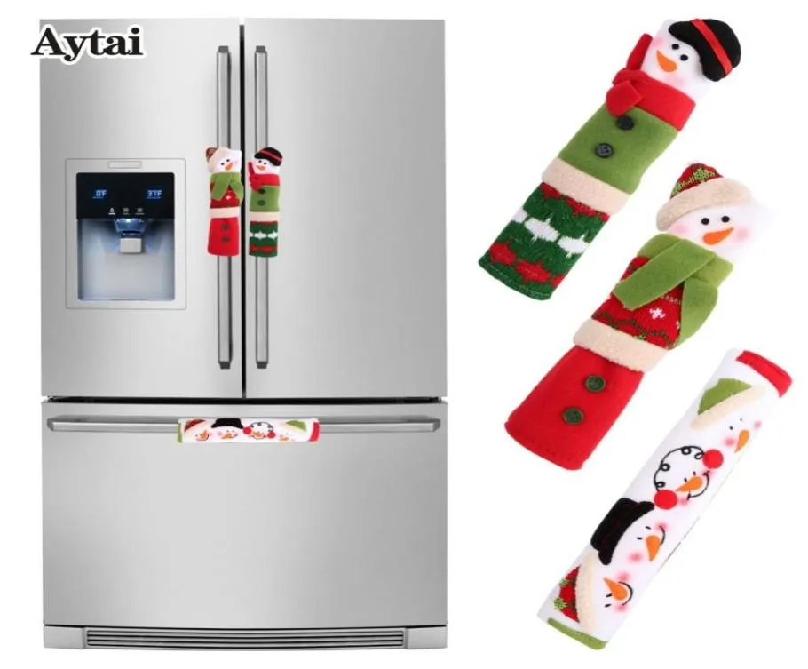 Aytai Big 3pcs Christmas Refrigerator Door Handle Covers Handle Wrap Fridge Door Handle Covers Christmas Decoration for Home D18112405570