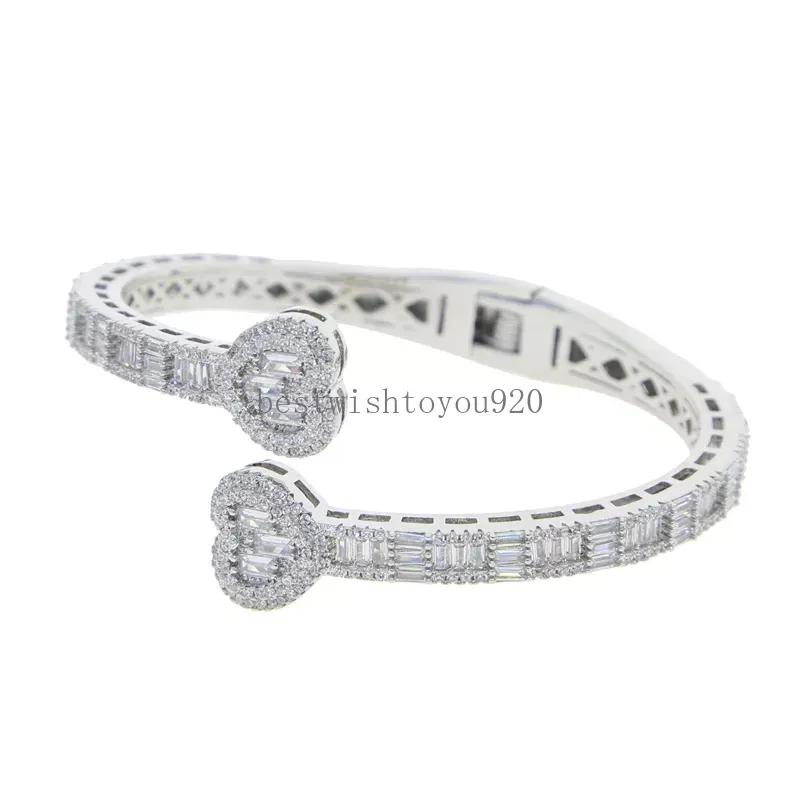 Fashion Hip Hop Love Spring Buckle Bracelet Bracelet Diamond Trendy Shining White Stone Luxury Couple de couple