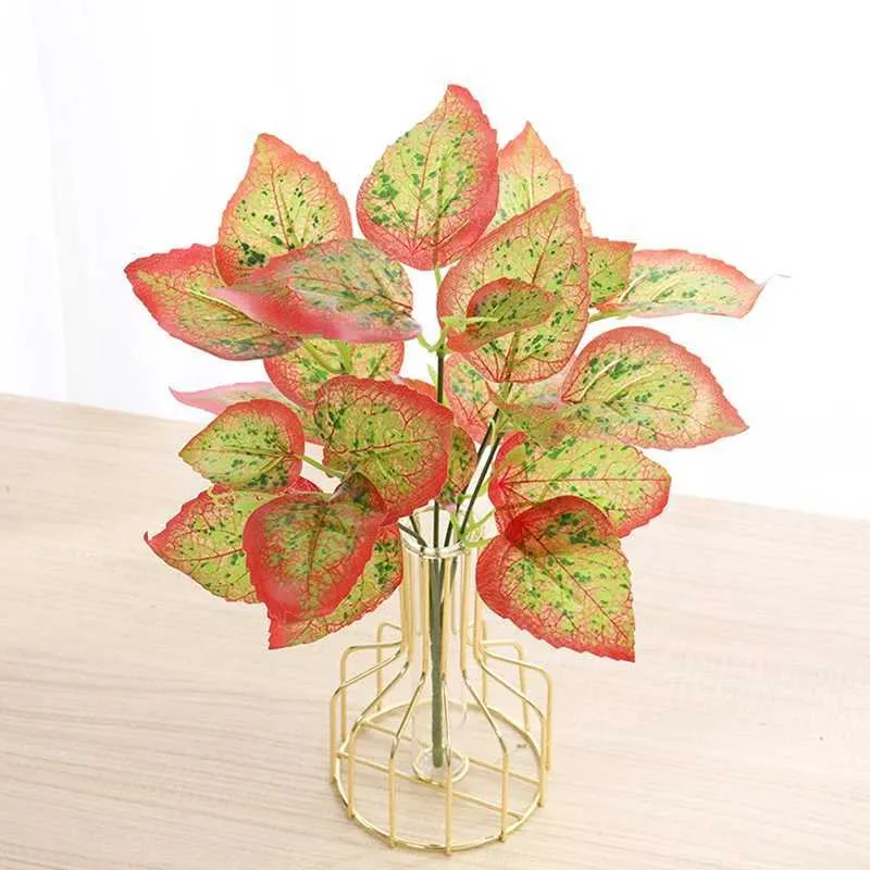 ドライフラワーグリーンパーム人工植物シルクリーフ安いアウトドアホームウェディングデコレーションポットクリスマスガーデンテーブル偽の花の葉