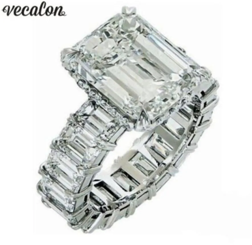 Vecalon 2019 Vintage Princess Cut Ring 925 Sterling Silver 6CT Diamond verloving Wedergebaarder Ringen voor dames vingerjuwelen5782613
