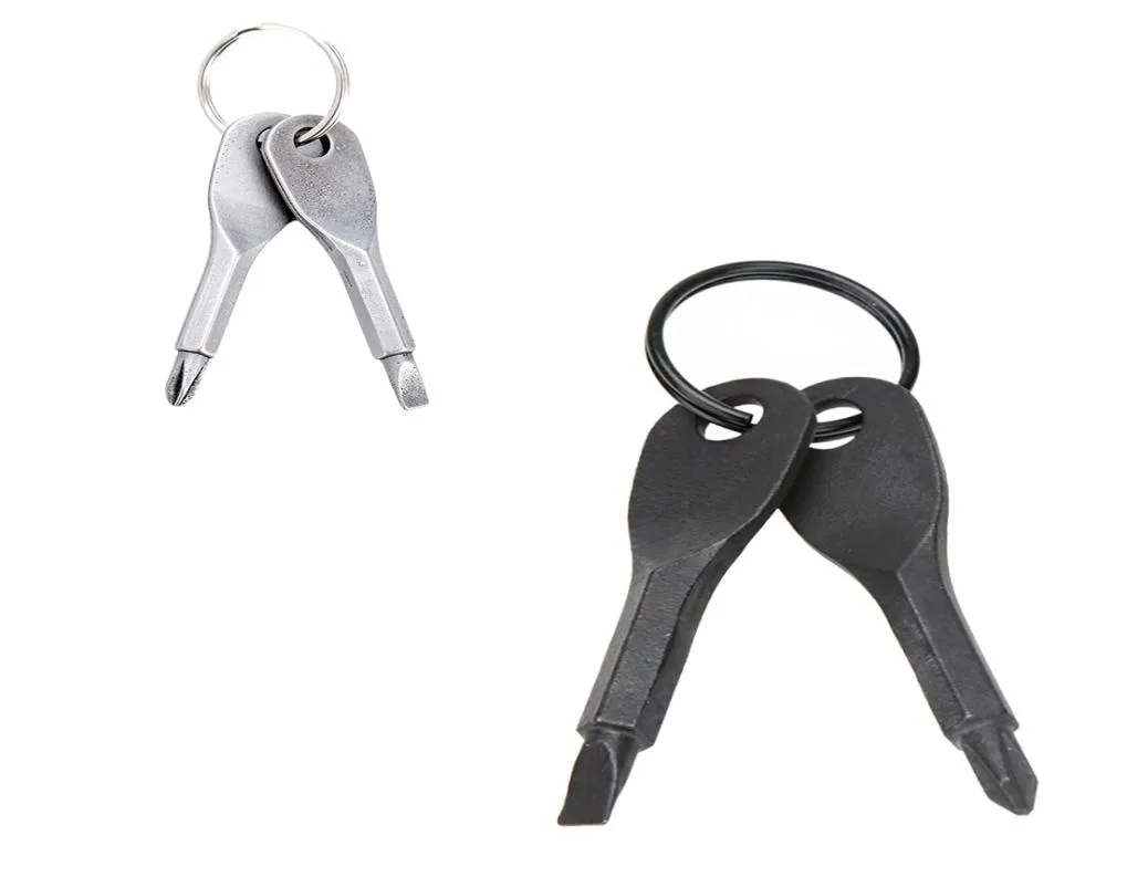 Tournevis à outils de poche multifonctionnels Tournevistes de chaîne de clés extérieurs EDC Keychains avec sélire à fente Phillips Mini Set Rings8940433