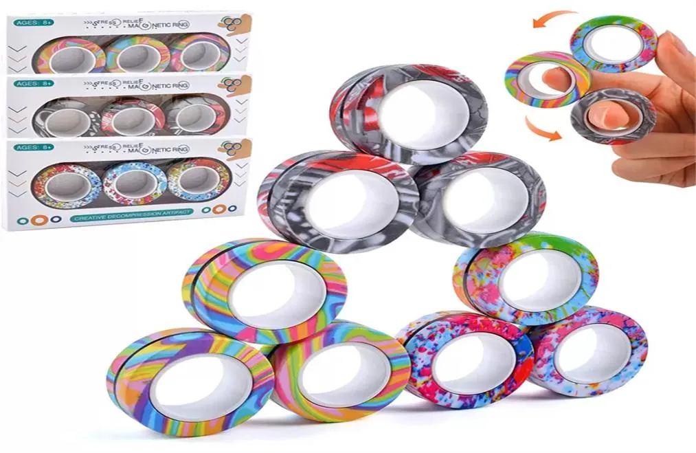 Nieuw!!!Magnetische ringen Party Favor spinner speelgoed voor angstverlichting Stress Sensorische speelgoed Therapiepakket Volwassenen Tieners Kinderen DHL FAST8434685