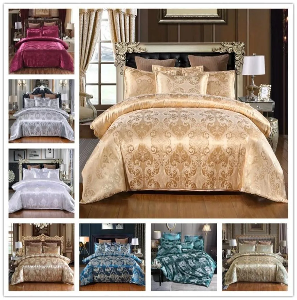 Luxury European Three Piece Bedding Set Royal Nobility Silk Lace Quilt Cover Pillow Case Däcke Cover Brand Bed Comporters Set in2208998