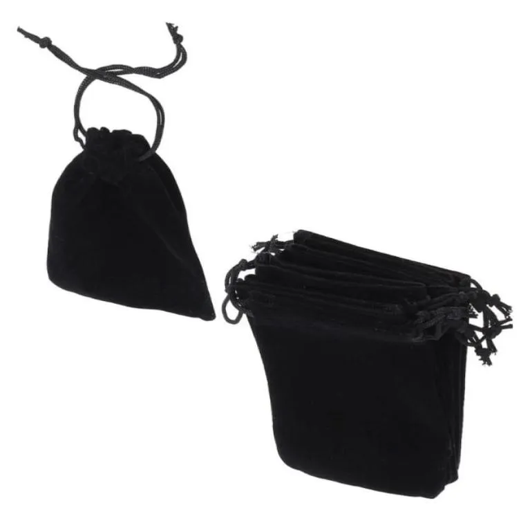 Geschenkverpackung 30pcs Kordelzugbeutel Aufbewahrung schwarzer Stofftaschen für Schmuck kleine 7x9cm9629555