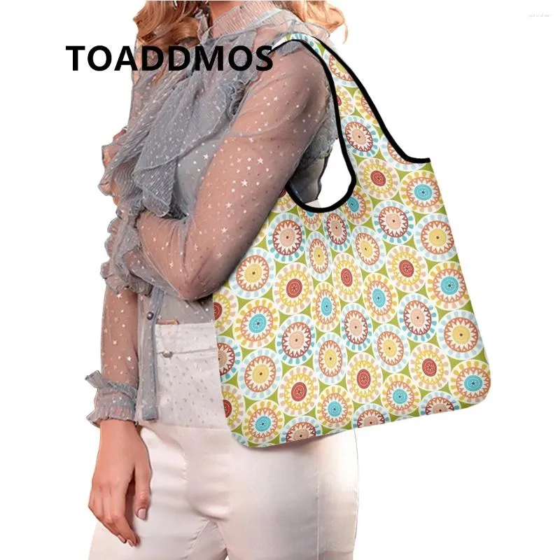 Sacs de rangement Toaddmos Creative Geometric Brand Design Handsbag Handweight Polyester Sac à provisions respectueuses de l'environnement