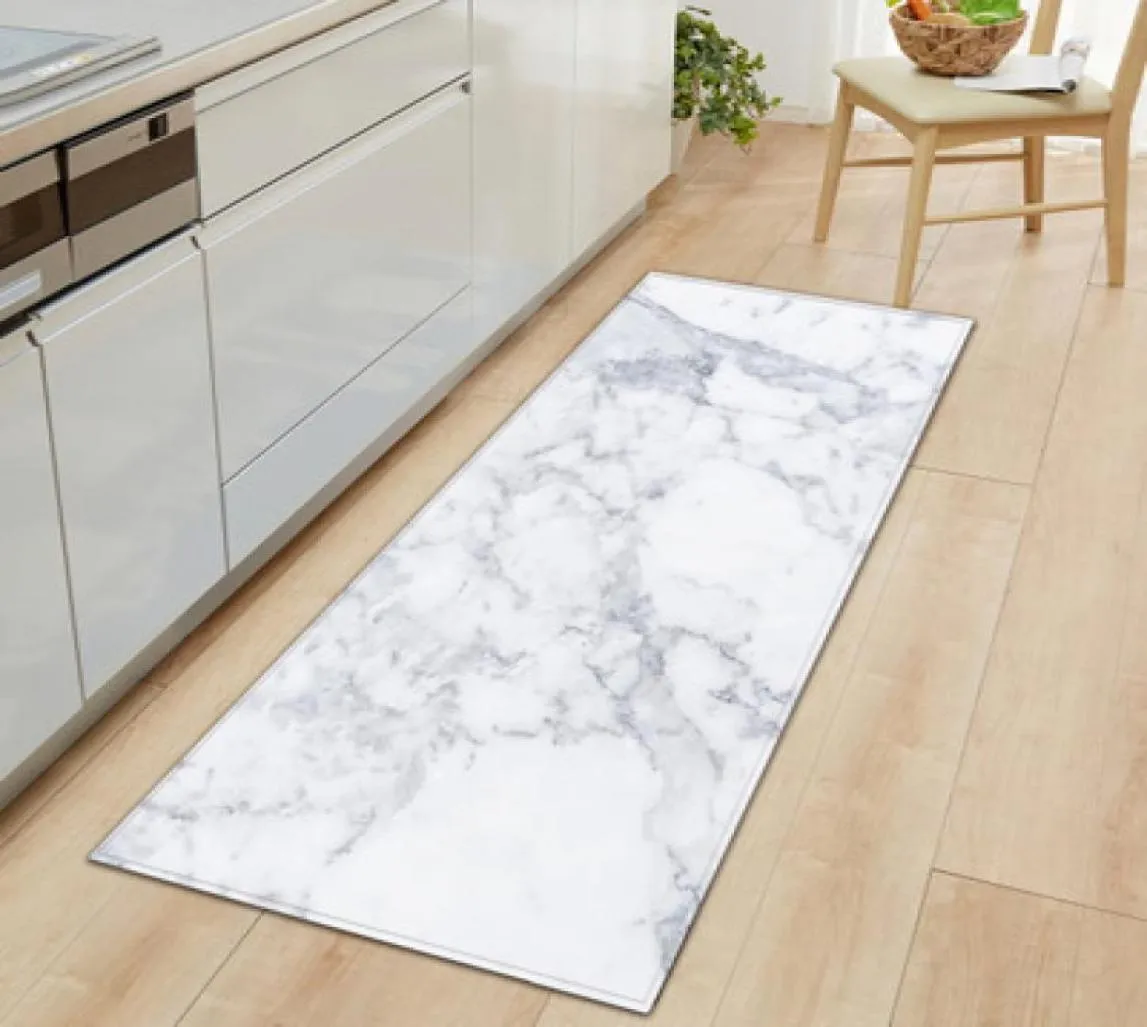 Cushiondedecorative Oreiller noir blanc marbre imprimé tapis de sol bien bien accueilli un tapis de cuisine antidérapante couloir extérieur 5521918