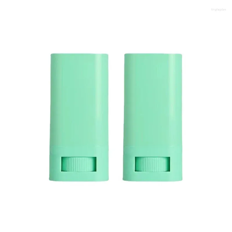 Bouteilles de rangement bouteille de rouge à lèvres vide en plastique conteneur cosmétique vert emballage rond plat 30pcs 15g tube de bâton rechargeable portable