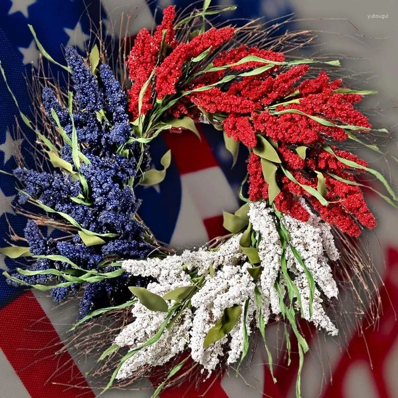 Dekorativa blommor självständighetsdag väggdekoration vävd bär kransar från naturliga material handgjorda semesterfamiljens hänge