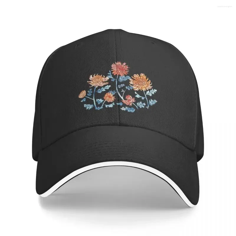 Bérets Chrysanthemum aquarelle Patché à stylo - Cornflower Blue Cape Casqueur Casual Baseball Caps réglables Personnalisables