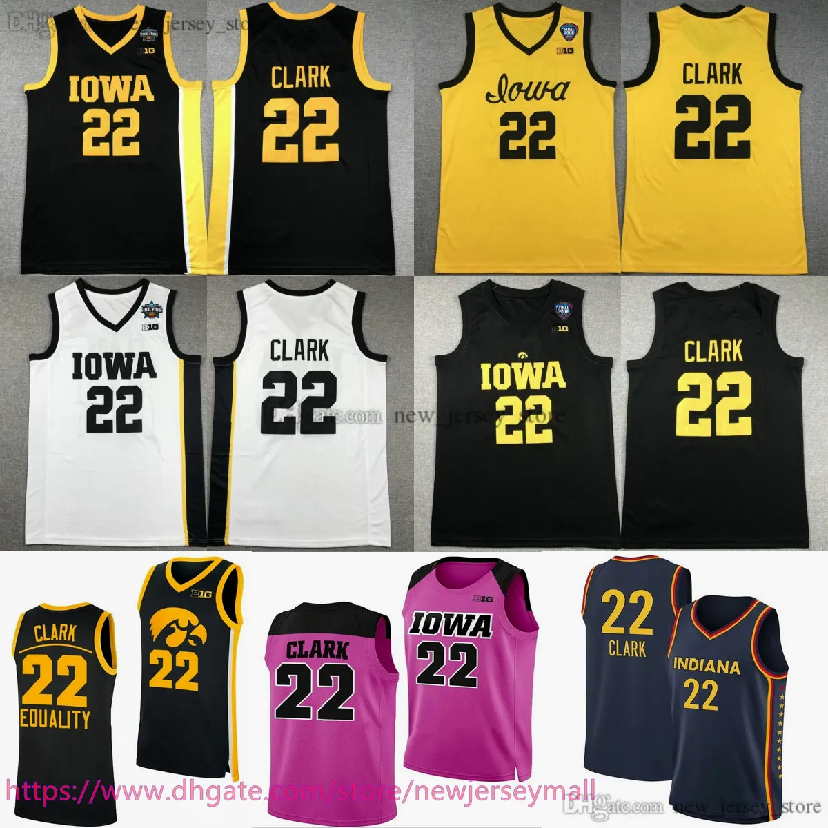 Custom 2024 repêchage Pick n ° 1 Basketball Women College Indiana 22 Caitlin Clark Jersey Iowa Hawkeyes Jersey