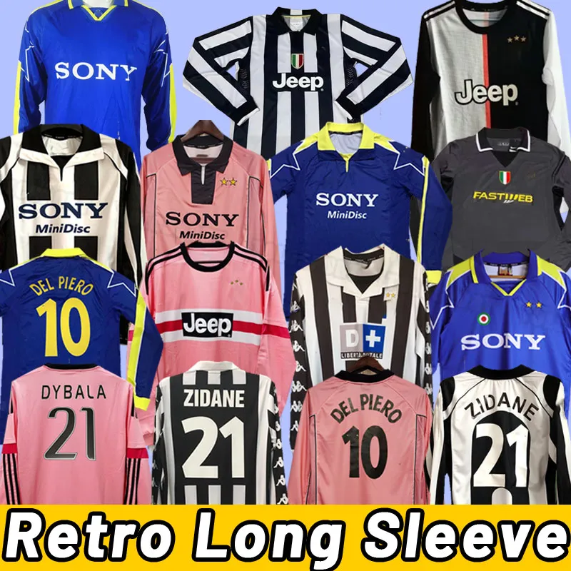 Juventus Long Sleeve Retro Soccer Jerseys Del Piero Conte Pirlo Buffon Inzagh Zidane Starcien Maillot Davids Boksic Shirt Pogba 15 16 95 96 97 98 99 00 2015 2016 1996