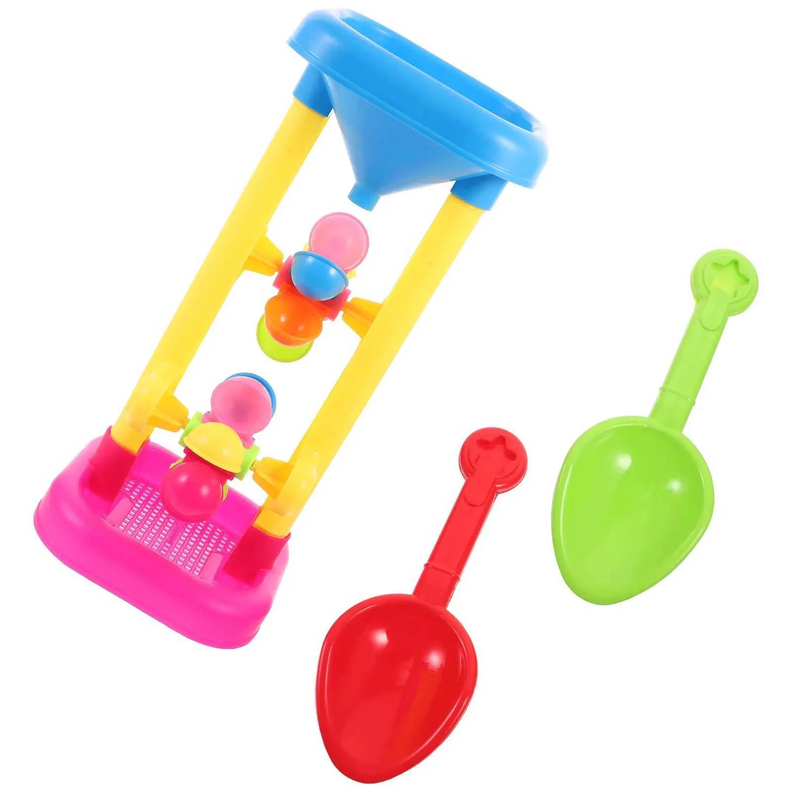 U4f9 areia brincar água diversão brinquedos de rodas d'água Conjunto de brinquedos de plástico para crianças praia Toys de areia ao ar livre Areia de areia Hourglass Water Sifting Funil Summer Beach Sand mesa de areia D240429