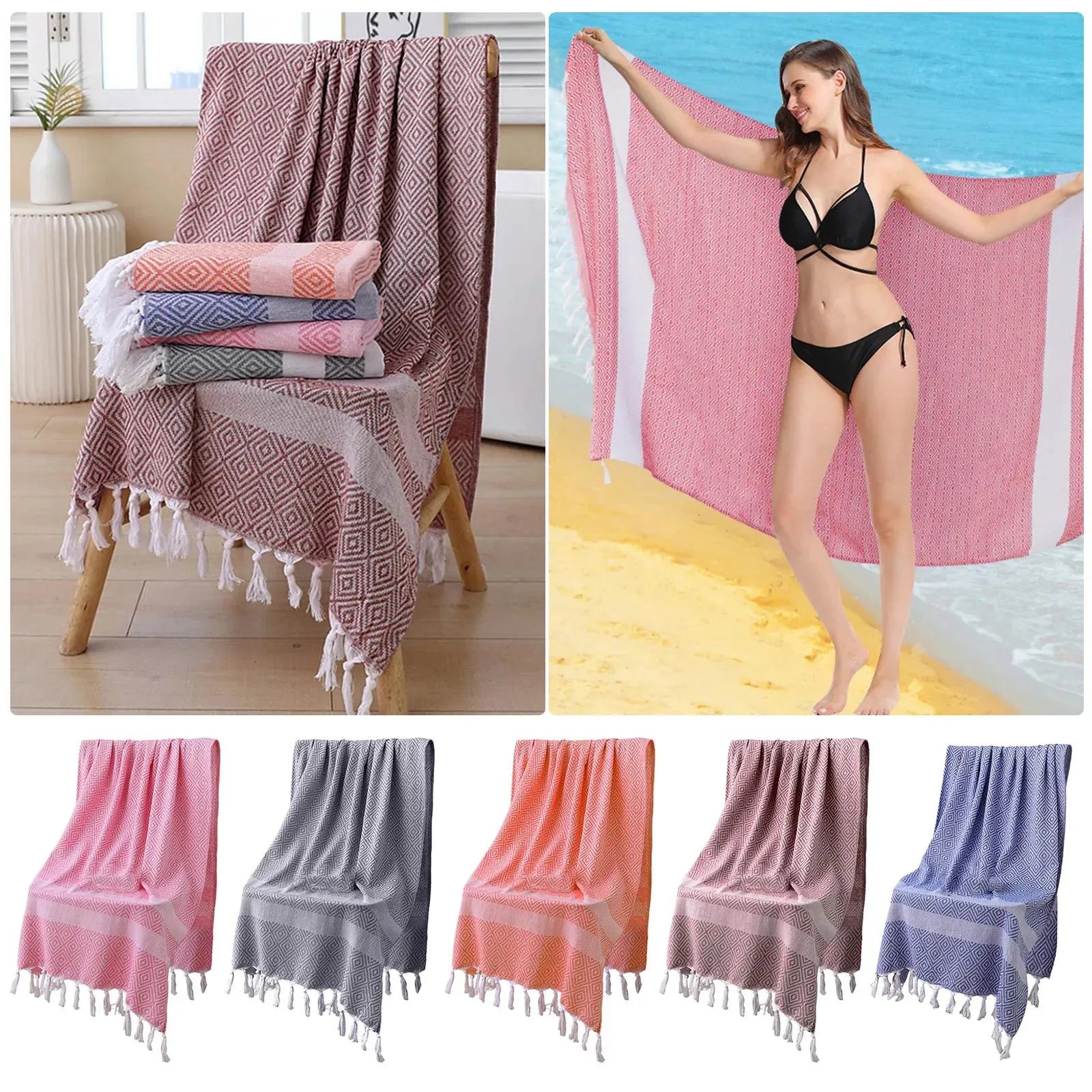 Asciugamano da bagno tinte di asciugamano di cotone tinte in filo a strisce asciugamani a scialle di scialle infusi 240422