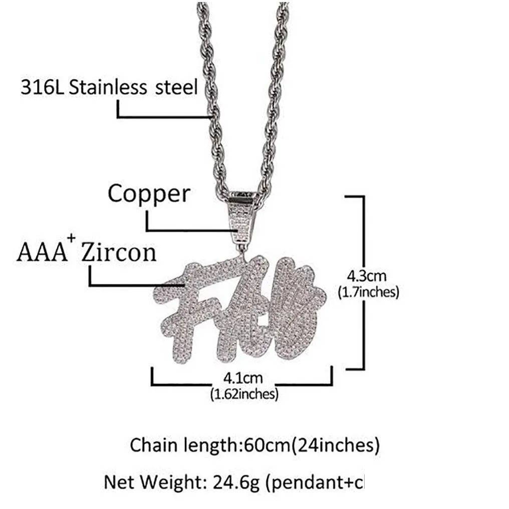 Pendant Necklaces Custom Name A- Z Double Layer Stones Cursive Letters Necklace For Men Women Gifts Cubic Zirconia Hip Hop Jewelry Dro Dhleo