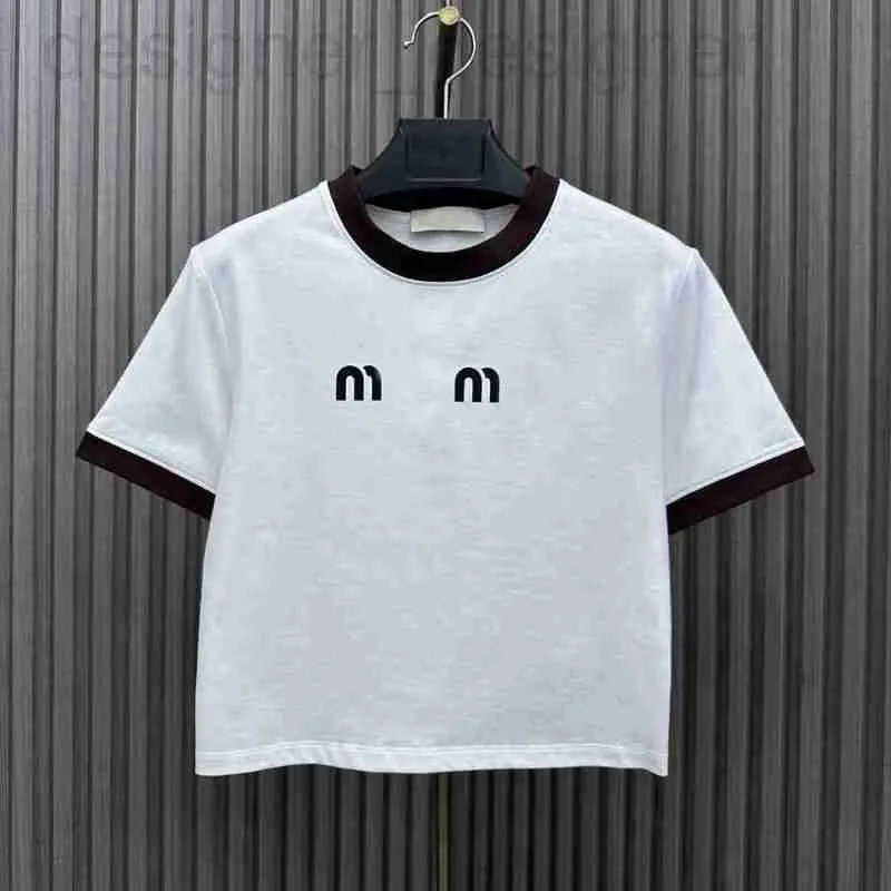 T-shirt de T-shirt Brand 2024Mi Home printemps Nouveau contraste polyvalent couleur courte lettre à manches imprimées t-shirt supérieur pxnf
