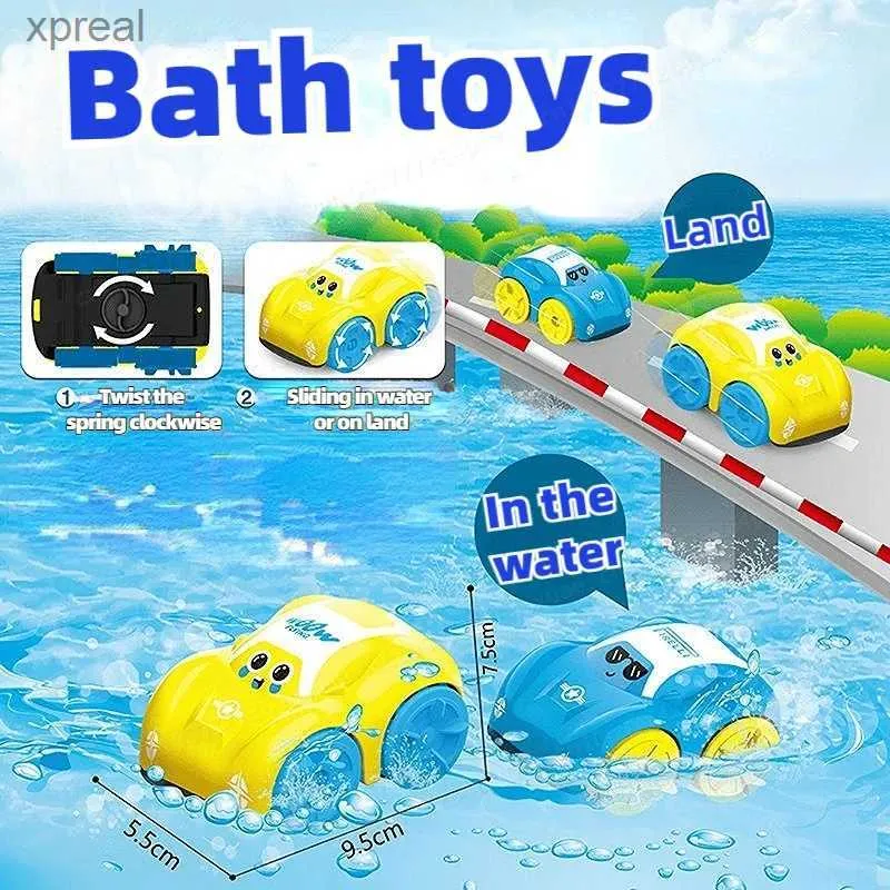 Bath Toys Childrens Dusch Water Toys Abs Windup Car Cartoon Car Baby Shower Toys Childrens Gifts Amfibious Car Badrum Floating Toys Wx1