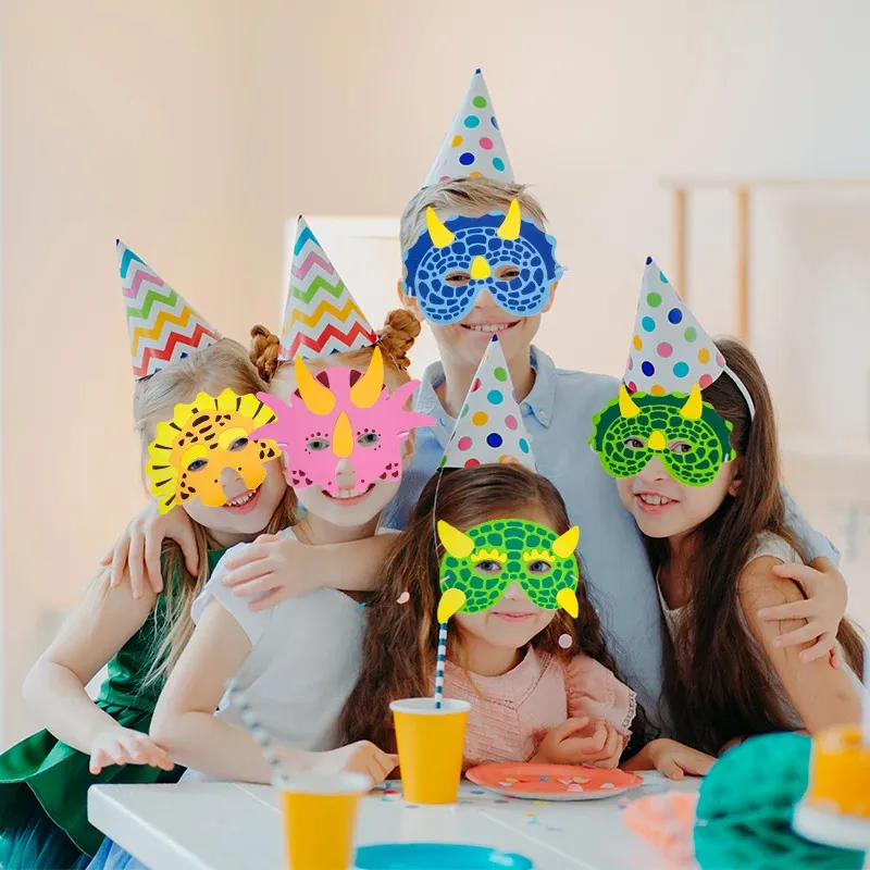 11pcsset Dinosaur in schiuma maschere per bambini Birthday Dino Party Supplies Girls Boys Masquerade Dress Up Mask Favors Decorazioni 240429