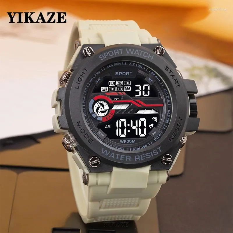 Armbanduhren Yikaze Herren Sportwache wasserdichte Mann Sport Uhr Multifuktion LED Digital Militär Wecker Elektronische Armbanduhr