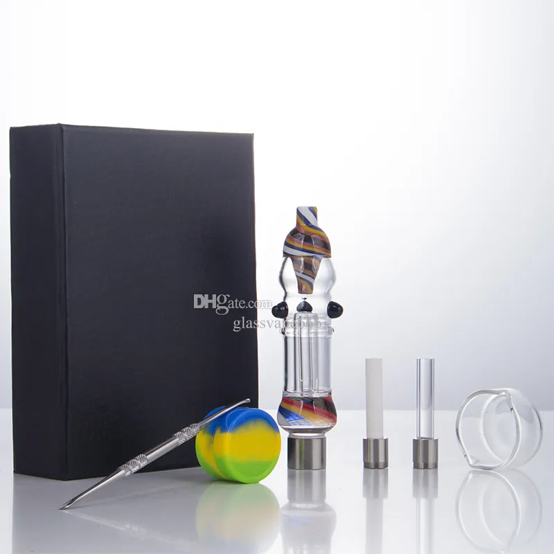 Glassvape666 NC101 Heady Color Glass Bong Morte Pile Pipe Pipe Gift Box 510 Titanium Quartz Ceramische nagel Dubbele tips Dish Dabber Tool Siliconen JAR Draagbare doos