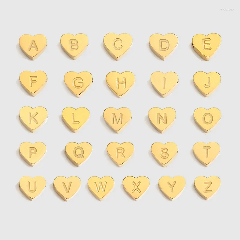 Charms 26 Letter Heart Alphabet Inledande namn för Pendant Gold Plated Handmade DIY Halsbandsmycken som gör grossist