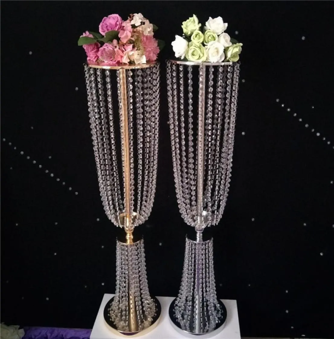 2pcs 80cm de haut en acrylique Crystal Wedding Road Road Wedding Centerpiece Event de mariage Décoration de mariage Décoration de fête pour table5124335