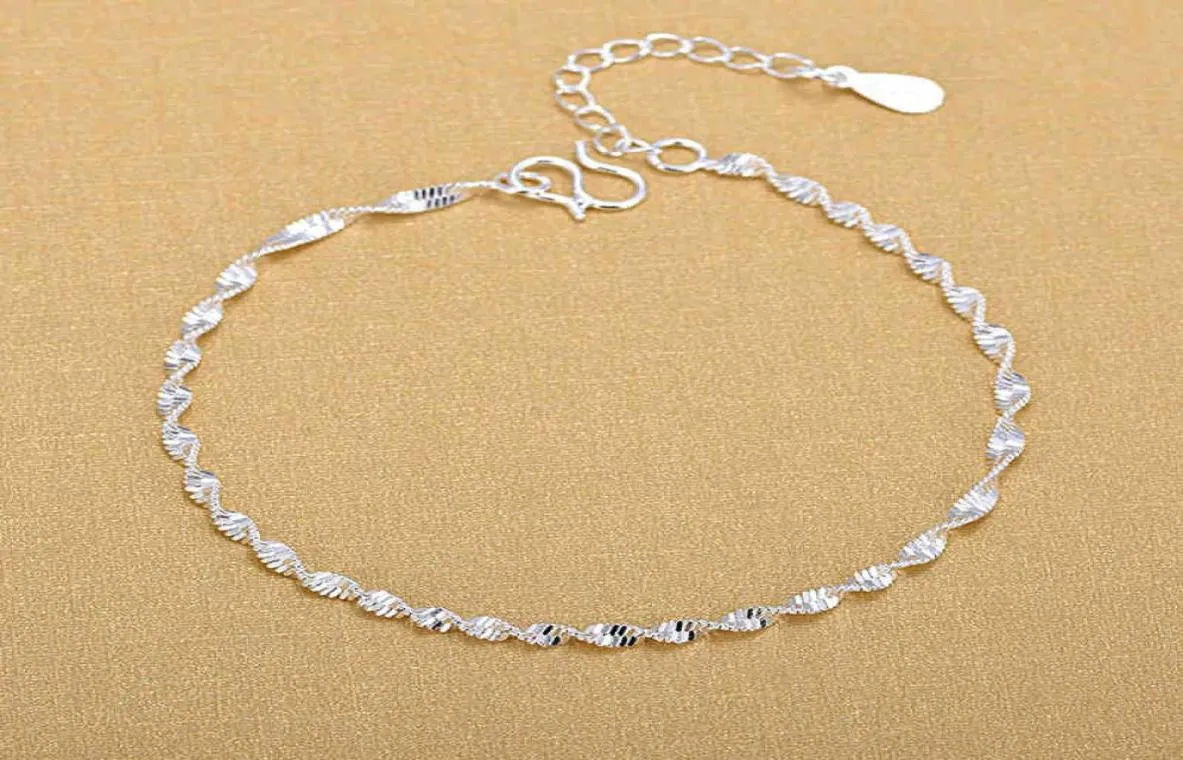 925 Sterling Silver Fashion Simple Elegant Ed Chain armbanden sieraden voor vrouw Wave Anklet Gifts 2105073992611