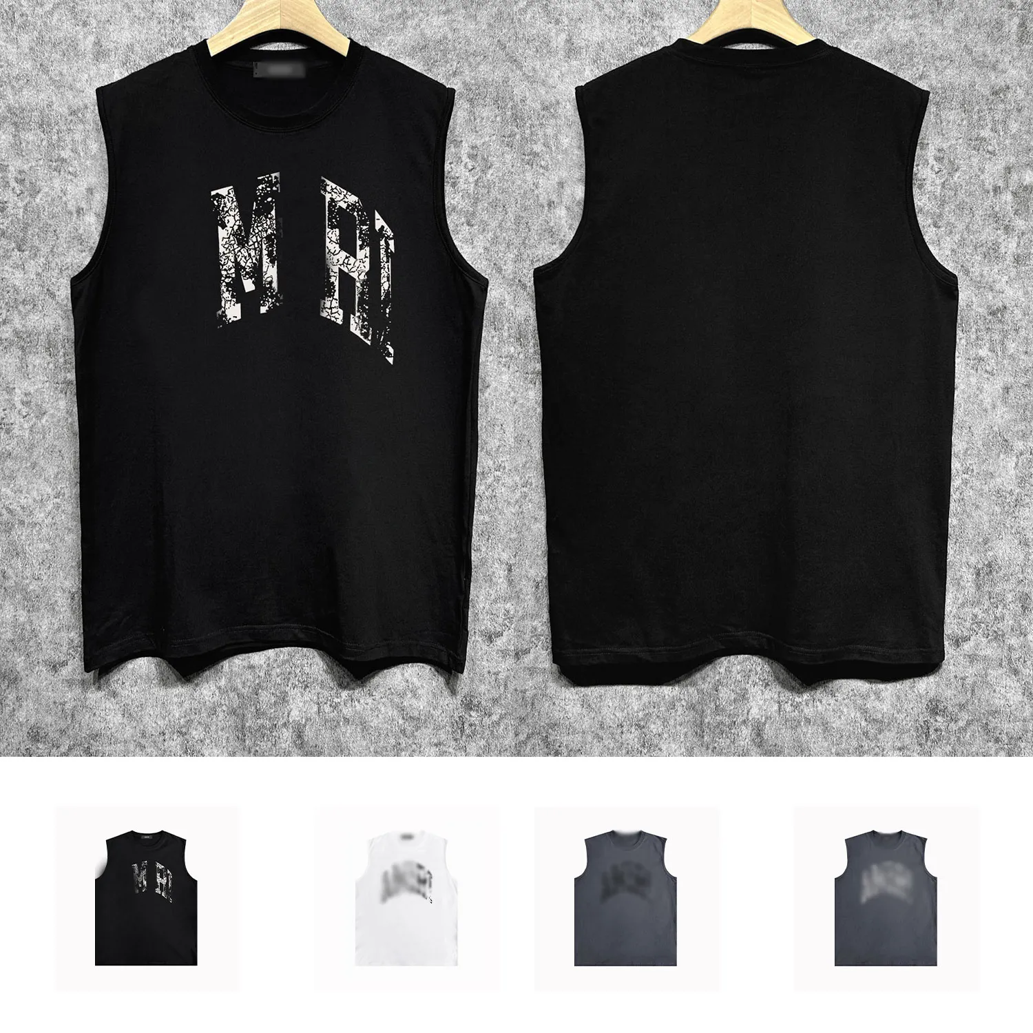 24SS NY DESIGNER MENS TANK TOPS TRENDY Märke ärmlösa t skjortor andningsbara och coola väst ZJBAM053 Benfraktur Böjd bokstav ihåligt tryck Västkläder