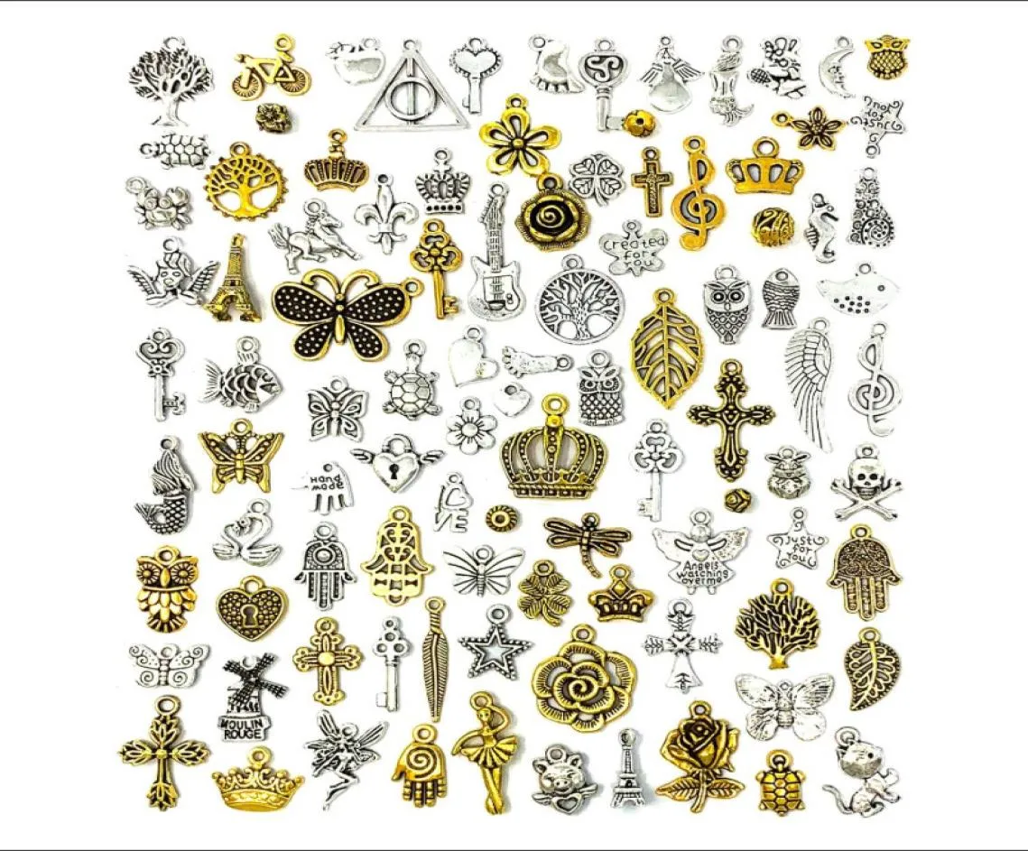 100 pezzi interi lotti sfusi gioielli che producono incantesimi mistili in lega argentati antichi ciondoli per ciondoli fai da te per la collana bracciale gioiello45559962